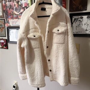 32 Degrees Off-White Sherpa Sweater Jacket